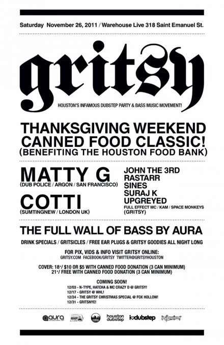 The Gritsy Canned Food Classic w/ Cotti & Matty G @ WHL! [Saturday, Nov 26th]