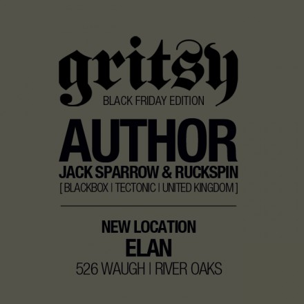 GRITSY BLACK FRIDAY W/ AUTHOR!  FRIDAY, NOVEMBER 29TH! VENUE CHANGE TO ELAN RIVER OAKS!